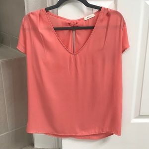 V neck blouse with keyhole/bow detail back